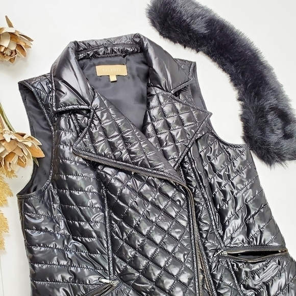 Talbots Black Removable Faux Fur Puffer Vest Sp - Picture 14 of 15